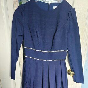 Ladies' semi-formal gown /long sleeve dress dark blue